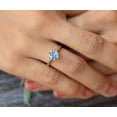 thumbnail image 1 of 925 Sterling Silver Sky Blue Round Cut Aquamarine Gemstone Ring Woman Birthstone Gift Wedding Gift Ring, 1 of 3