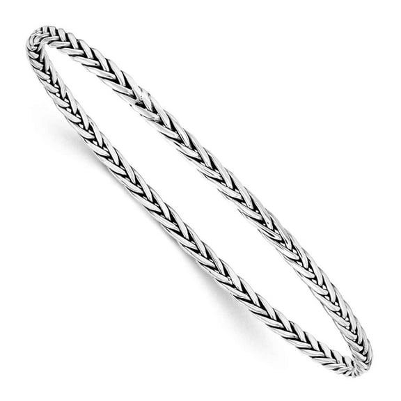 Primal Silver Sterling Silver Antiqued 3mm Slip-on Bangle