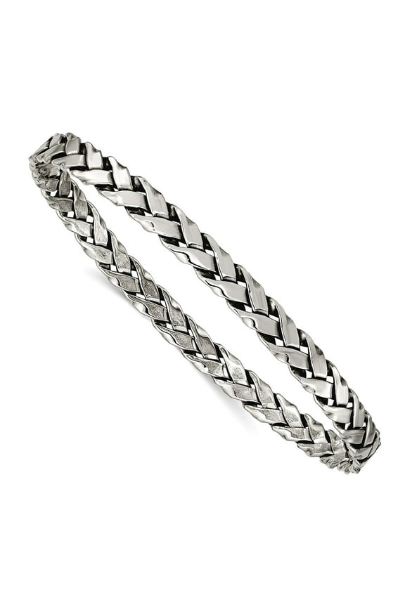 925 Sterling Silver Slip on Polished Oxidized 5.25mm Slip-on Bangle Bracelet Cuff Bracelet for Women