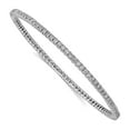 thumbnail image 1 of 925 Sterling Silver Slip on Polished Prong set Rhodium Plated With Cubic Zirconia Bangle Bracelet 2mm Wide Cuff Bracelet, 1 of 2