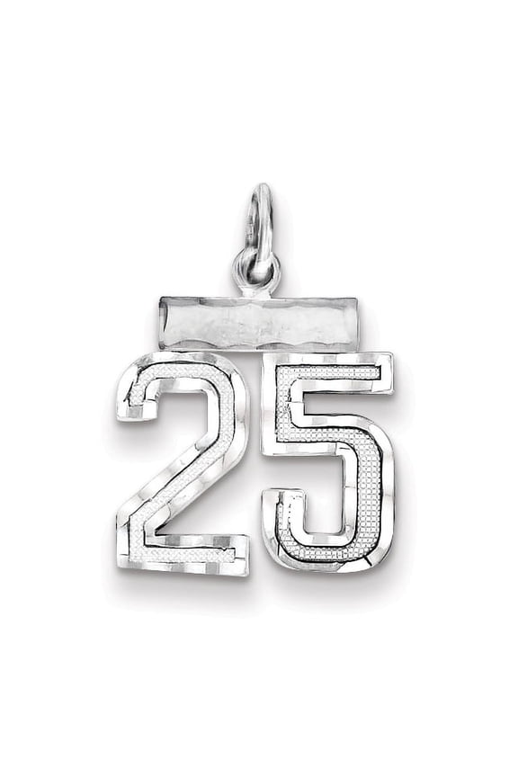 925 Sterling Silver Small #25 Charm Pendant