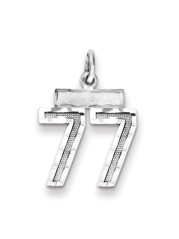 925 Sterling Silver Small #77 Charm Pendant
