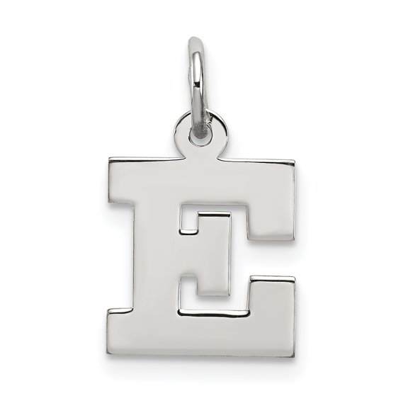 925 Sterling Silver Small Block Initial E Charm Pendant