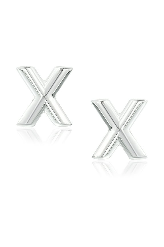 925 Sterling Silver Small Dainty Polished X Stud Earrings