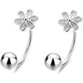 thumbnail image 1 of 925 Sterling Silver Small Daisy Earrings Cuff for Women Flower Earrings CZ Open Hoop Earrings Flower Cartilage Earrings Small Gold Hoop Earrings Ball Studs Jewelry Gifts, 1 of 3