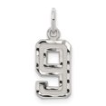 thumbnail image 1 of 925 Sterling Silver Small Diamond-cut #9 Charm Pendant, 1 of 7