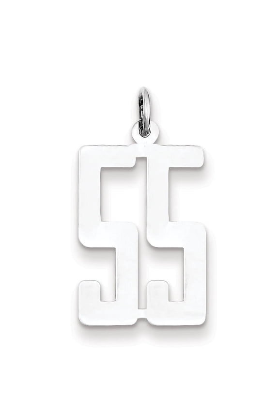 925 Sterling Silver Small Elongated Polished Number 55 Charm Pendant
