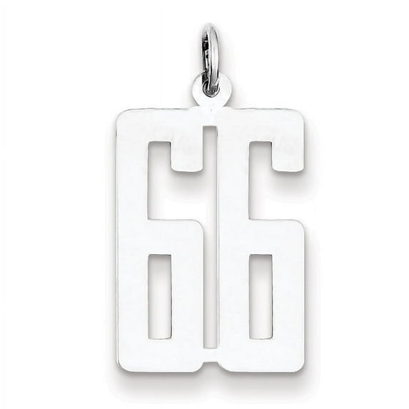 925 Sterling Silver Small Elongated Polished Number 66 Charm Pendant