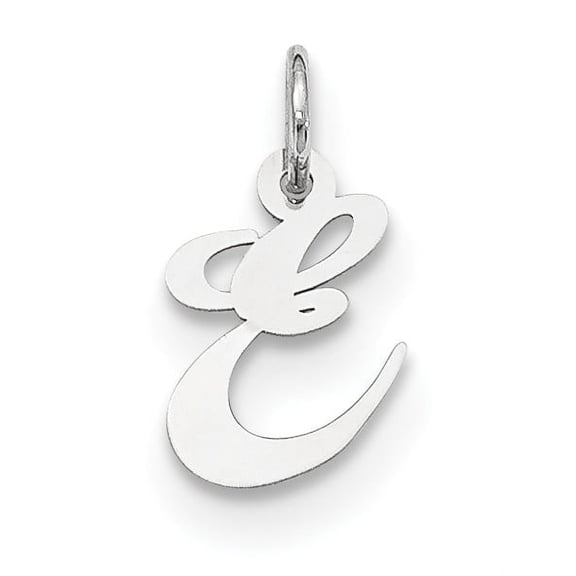 925 Sterling Silver Small Fancy Script Initial E (10to15x16mm) Pendant / Charm