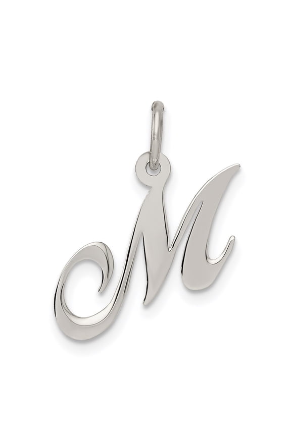 925 Sterling Silver Small Fancy Script Initial M Charm Pendant Fine Jewelry For Women Gifts For Her