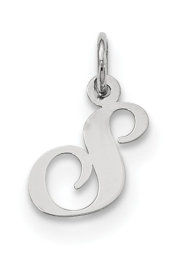 925 Sterling Silver Small Fancy Script Initial S (10to15x16mm) Pendant / Charm