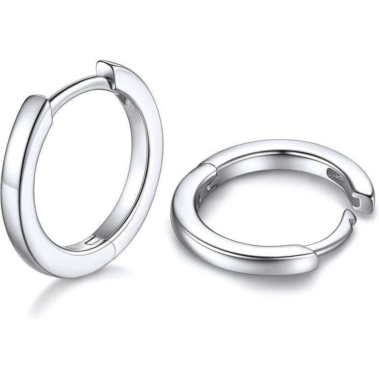 925 Sterling Silver Small Hoop Earrings for Women White Gold