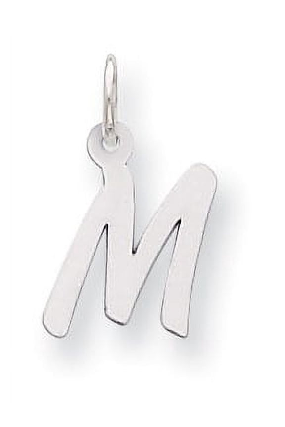 925 Sterling Silver Small Initial M (8x19mm) Pendant / Charm