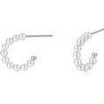 thumbnail image 1 of 925 Sterling Silver Small Pearl Hoop Earrings for Women, 1 of 4
