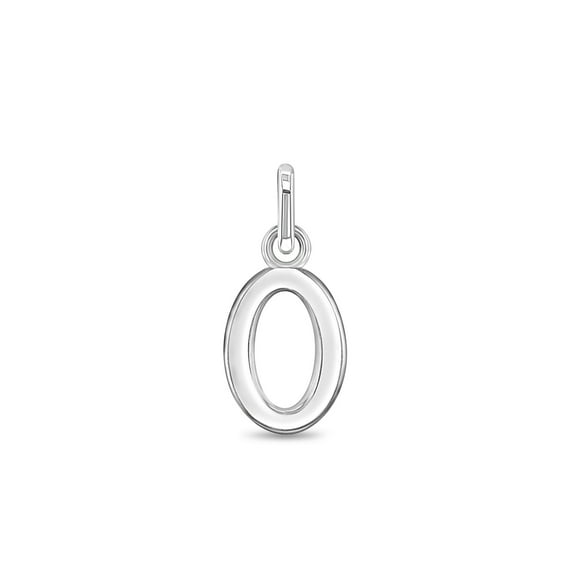 925 Sterling Silver Small Polished Number Zero Charm For Little Girls Bracelet