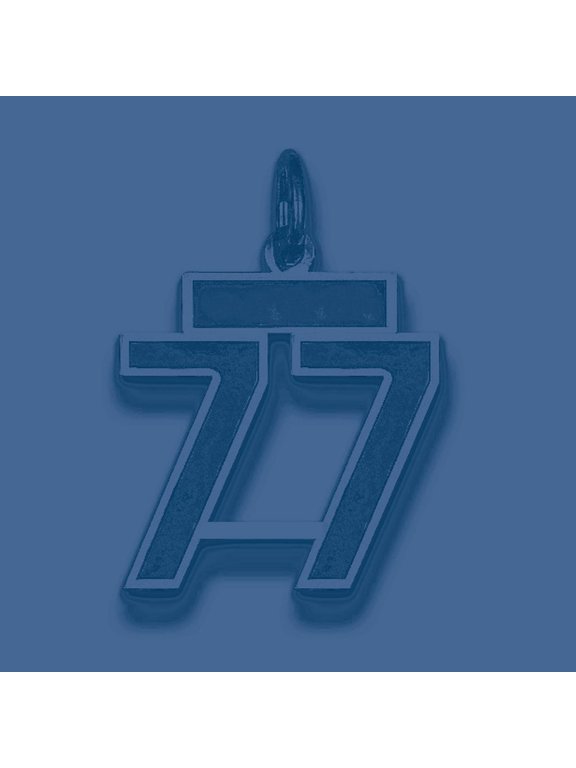 925 Sterling Silver Small Satin Number 77 Charm Pendant