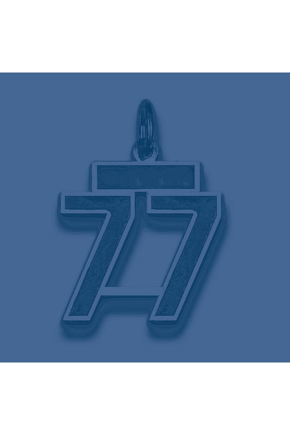 925 Sterling Silver Small Satin Number 77 Charm Pendant