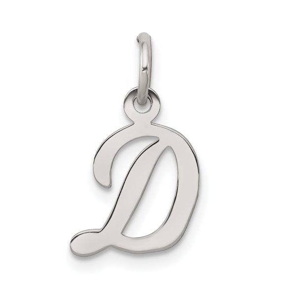 925 Sterling Silver Small Script Initial D Charm Pendant