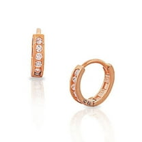 925 Sterling Silver Small White Cz Hoop Huggie Earrings