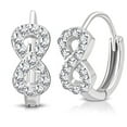 thumbnail image 1 of 925 Sterling Silver Small White CZ Infinity Hoop Huggie Earrings, 1 of 3