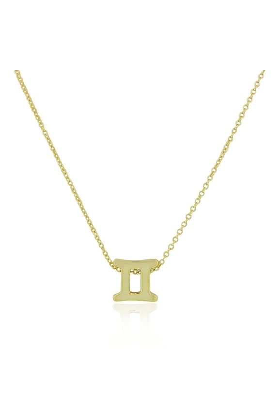 925 Sterling Silver Small Zodiac Sign Pendant Necklace, 18" - Gemini