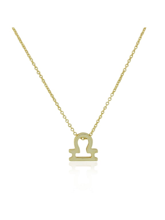 925 Sterling Silver Small Zodiac Sign Pendant Necklace, 18" - Libra