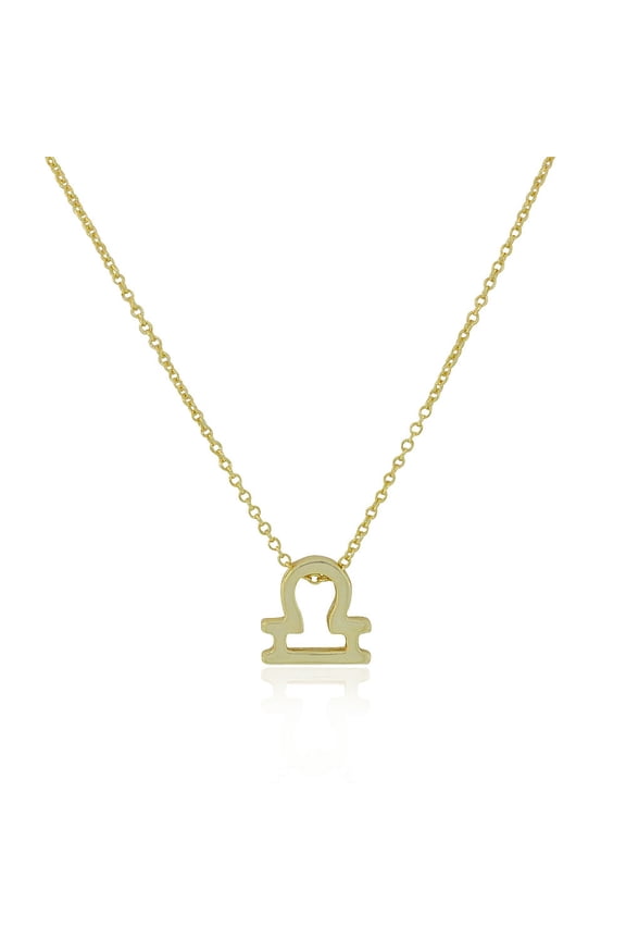 925 Sterling Silver Small Zodiac Sign Pendant Necklace, 18" - Libra