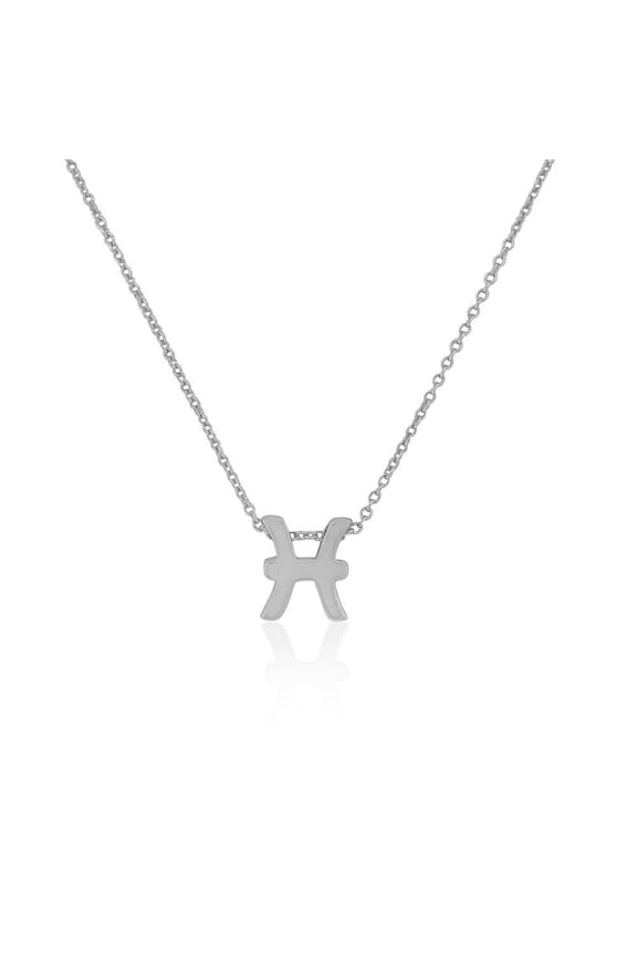 925 Sterling Silver Small Zodiac Sign Pendant Necklace, 18" - Pisces