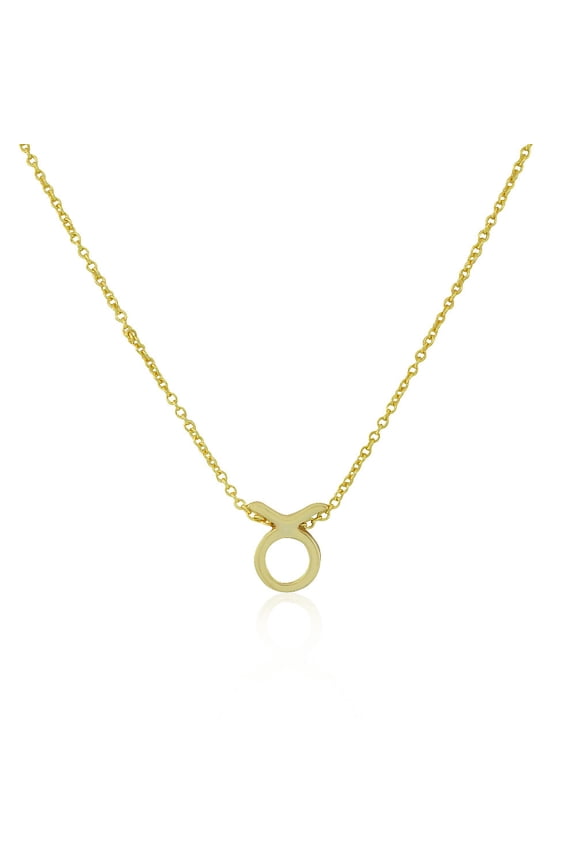 925 Sterling Silver Small Zodiac Sign Pendant Necklace, 18" - Taurus