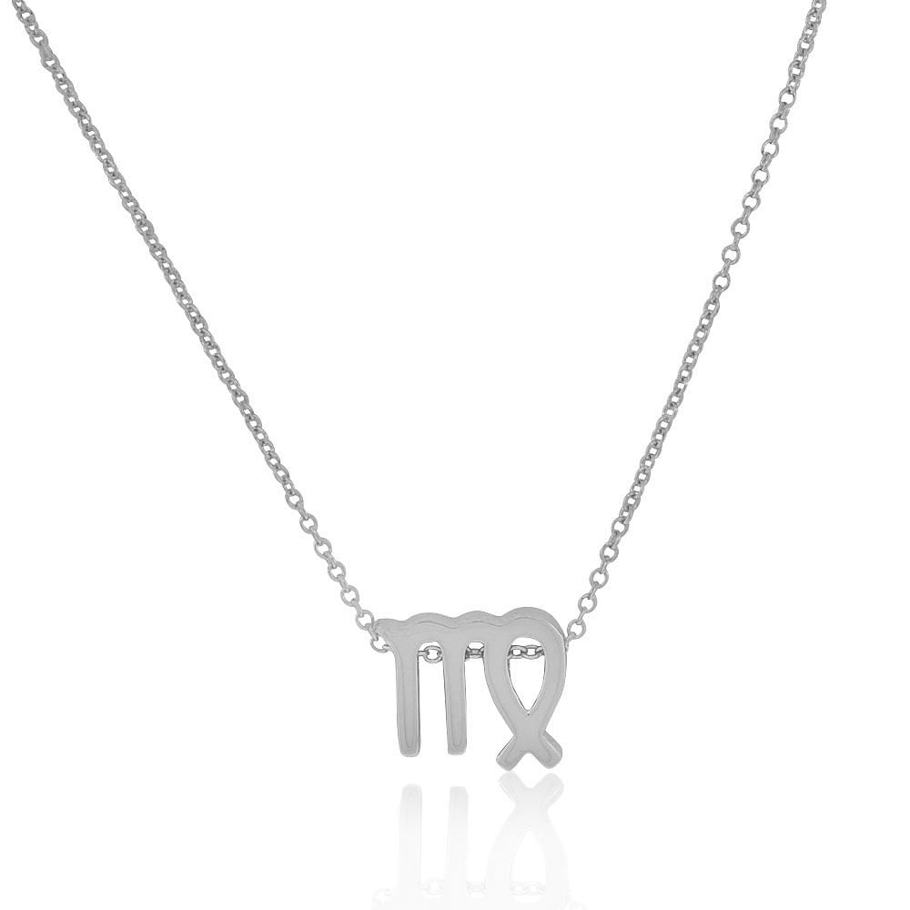 925 Sterling Silver Small Zodiac Sign Pendant Necklace, 18" - Virgo ...