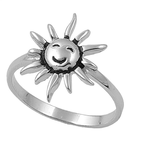 925 Sterling Silver Smile of the Sun Solitaire Ring Size 7