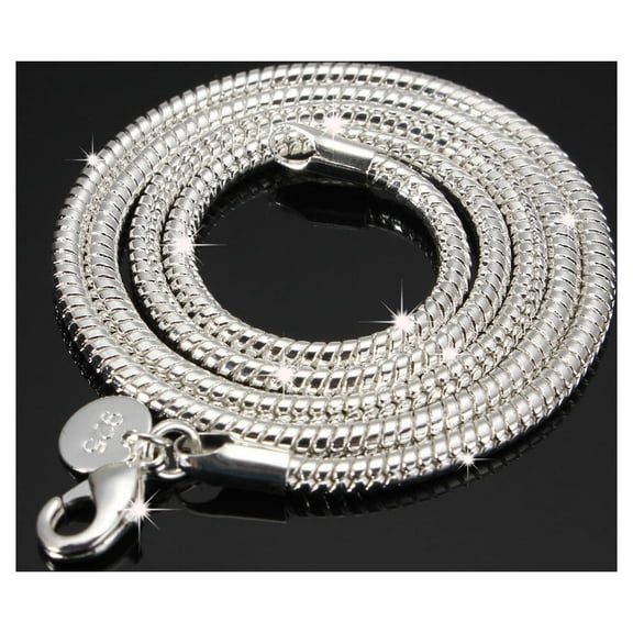 925 Sterling Silver Snake Chain Necklace 3MM 16'', Jewelry 18'', 20'',22'',24'' Stunning