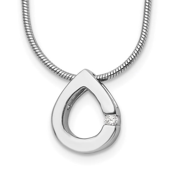 925 Sterling Silver Snake Diamond Necklace Chain White Ice 18 Inch Teardrop with 2 Extender 20 mm
