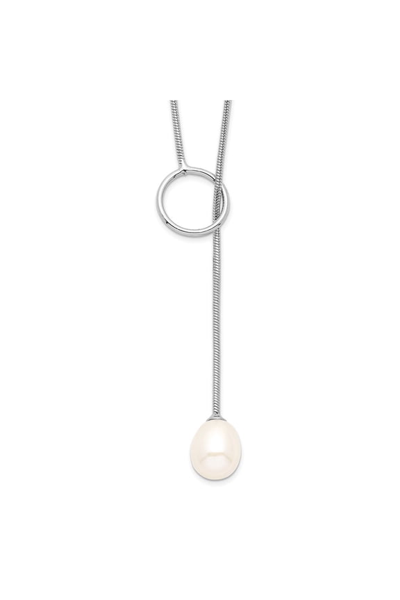 925 Sterling Silver Snake Pearl Necklace Chain 7-8mm White FWC Toggle Drop 19.5 inch 8 mm