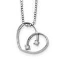 thumbnail image 1 of 925 Sterling Silver Snake Themed Necklace Chain White Ice 18 Inch Diamond Open Heart with 2 Extender 20 mm, 1 of 7