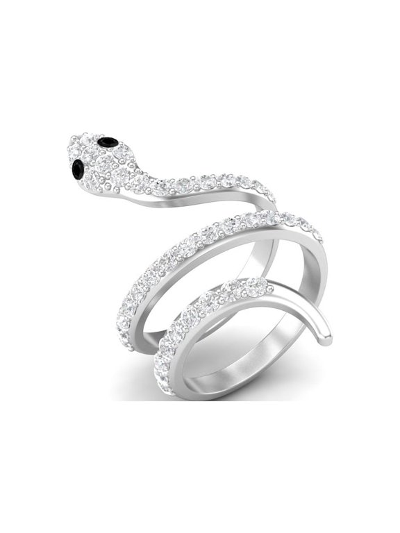 925 Sterling Silver Snake Women Wrap Black Spinel Cobra Snake Rings Mother's Day Gift Jewelry