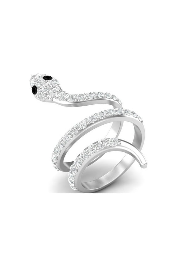 925 Sterling Silver Snake Women Wrap Black Spinel Cobra Snake Rings Mother's Day Gift Jewelry