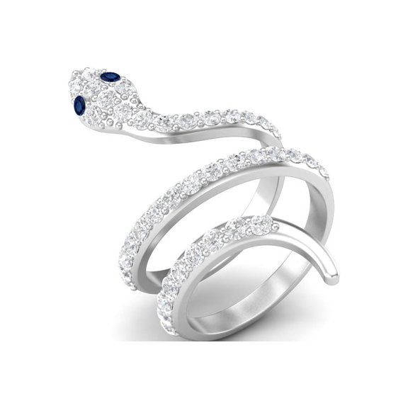 925 Sterling Silver Snake Women Wrap Ring Natural Blue Sapphire Cobra Snake Rings