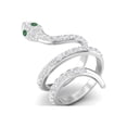 thumbnail image 1 of 925 Sterling Silver Snake Women Wrap Ring Natural Emerald Cobra Snake Rings, 1 of 4