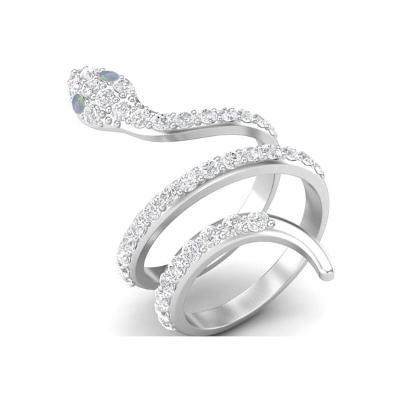 925 Sterling Silver Snake Women Wrap Ring Natural Opal Cobra Snake Rings
