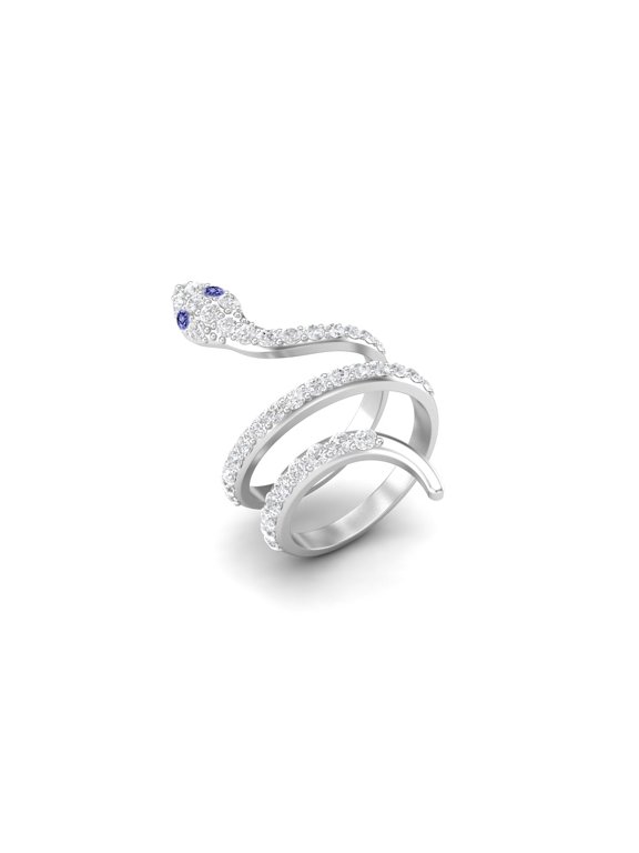 925 Sterling Silver Snake Women Wrap Ring Natural Tanzanite Cobra Snake Rings
