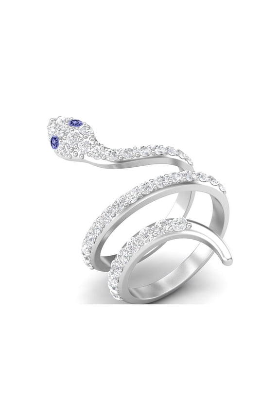 925 Sterling Silver Snake Women Wrap Ring Natural Tanzanite Cobra Snake Rings