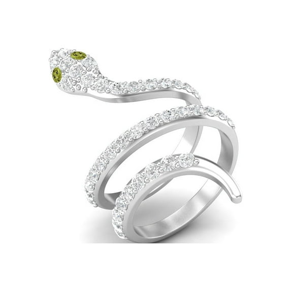 Mooneye 925 Sterling Silver Natural Peridot Gemstone Women Wrap Cobra Snake Wedding Rings