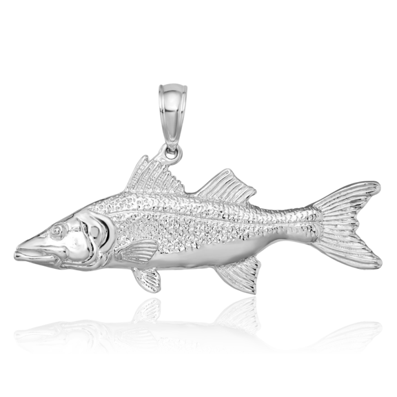 ICE CARATS 925 Sterling Silver Large Snook Fish Pendant Necklace - 30mm 1.2 inch - 3d Sculpted, Polished Men's