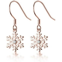 925 Sterling Silver Snowflake Earrings Drop for Women Teens Small Snowflake Dangle Earrings