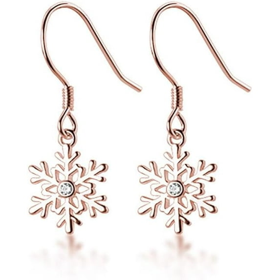 925 Sterling Silver Snowflake Earrings Drop for Women Teens Small Snowflake Dangle Earrings