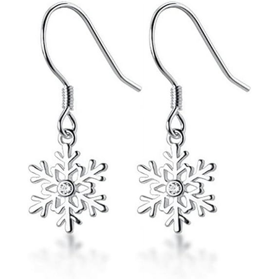 925 Sterling Silver Snowflake Earrings Drop for Women Teens Small Snowflake Dangle Earrings