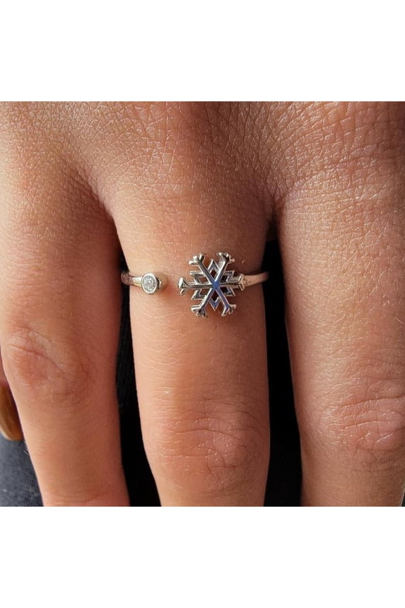 .925 Sterling Silver Snowflake Ring