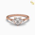 thumbnail image 1 of 925 Sterling Silver Soliatire Heart Moissanite with Pear Cut Side Stone Petite Ring, 1 of 4