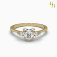 thumbnail image 1 of 925 Sterling Silver Soliatire Heart Moissanite with Pear Cut Side Stone Petite Ring, 1 of 4